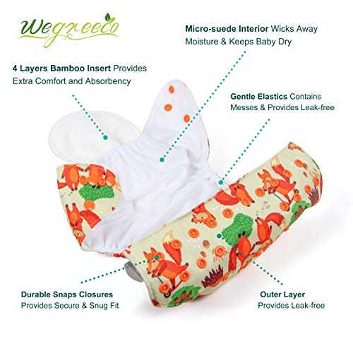 wegreeco Washable Reusable Baby Cloth Pocket Diapers 6 Pack