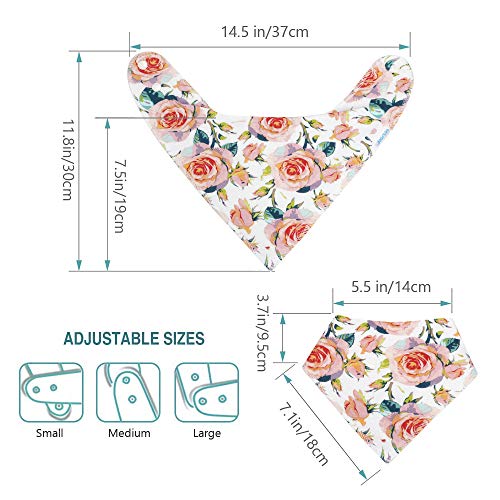 Baby Bandana Drool Bibs Soft and Absorbent with Flower Pattern