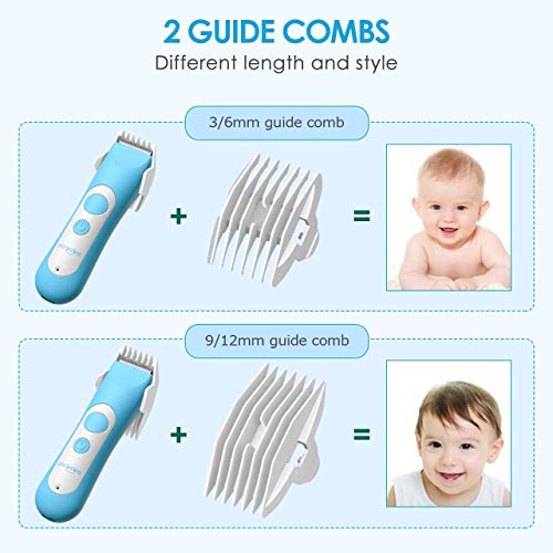 Cordless Baby Hair Clippers with 2 Guide Combs
