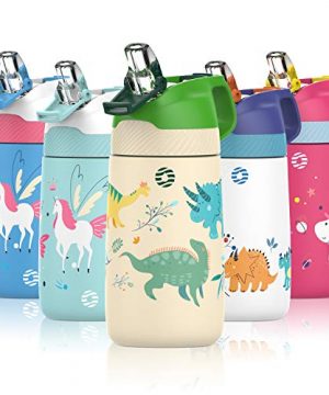 Kids Water Bottle with Straw Lid and Protective Cover