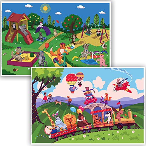Animals-at-Play Disposable Toddler Placemat Pack