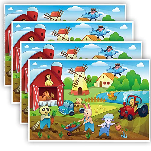 Farm Animals Disposable Placemats for Kids That Stick