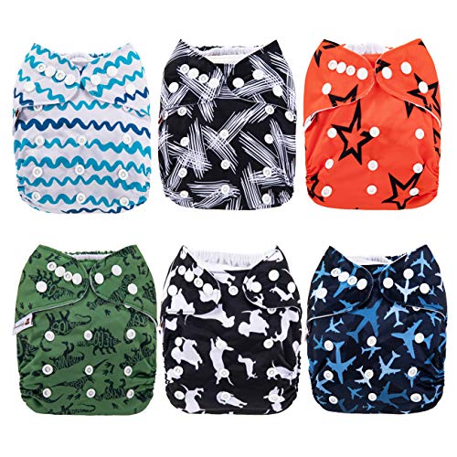 Anmababy 6 Pack Adjustable Waterproof and Washable Pocket