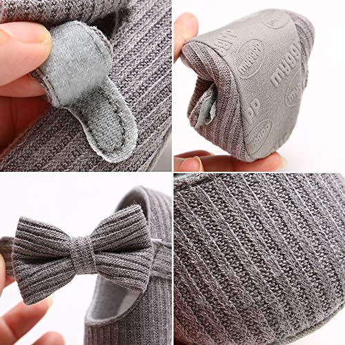 Gray Bowknot Mary Jane Flats for Infant Girls
