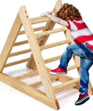 Costzon Kids Wooden Climbing Triangle Ladder