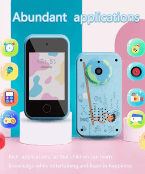 Colorful upgraded kids smartphone toy with dual HD cameras and multifunctional features, perfect for entertainment and learning.