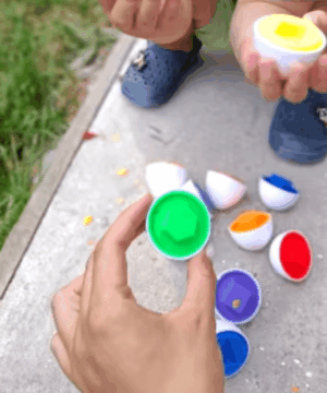 Colorful Mixed Shape Tools Smart Eggs for kids, designed as engaging Montessori learning puzzles suitable for children aged 2-6 years.