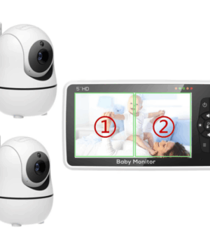 5-inch HD baby monitor with dual cameras, two-way audio, night vision, and 1000ft wireless range, perfect for keeping an eye on your baby in any room of the house.
