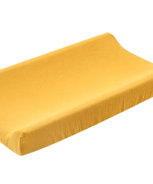 Organic muslin baby changing pad cover, soft and comfortable for easy diaper changes, available in multiple colors. 